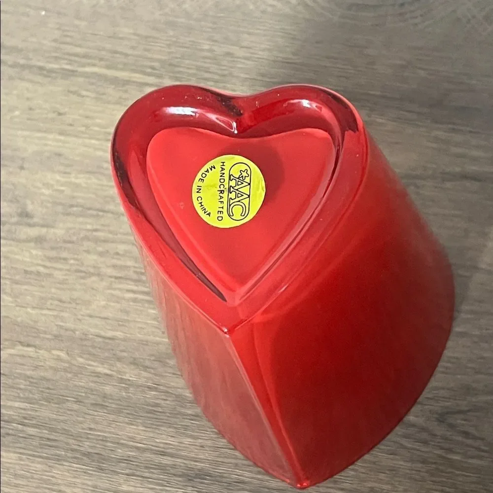 Red Heart Valentine Glass Vase